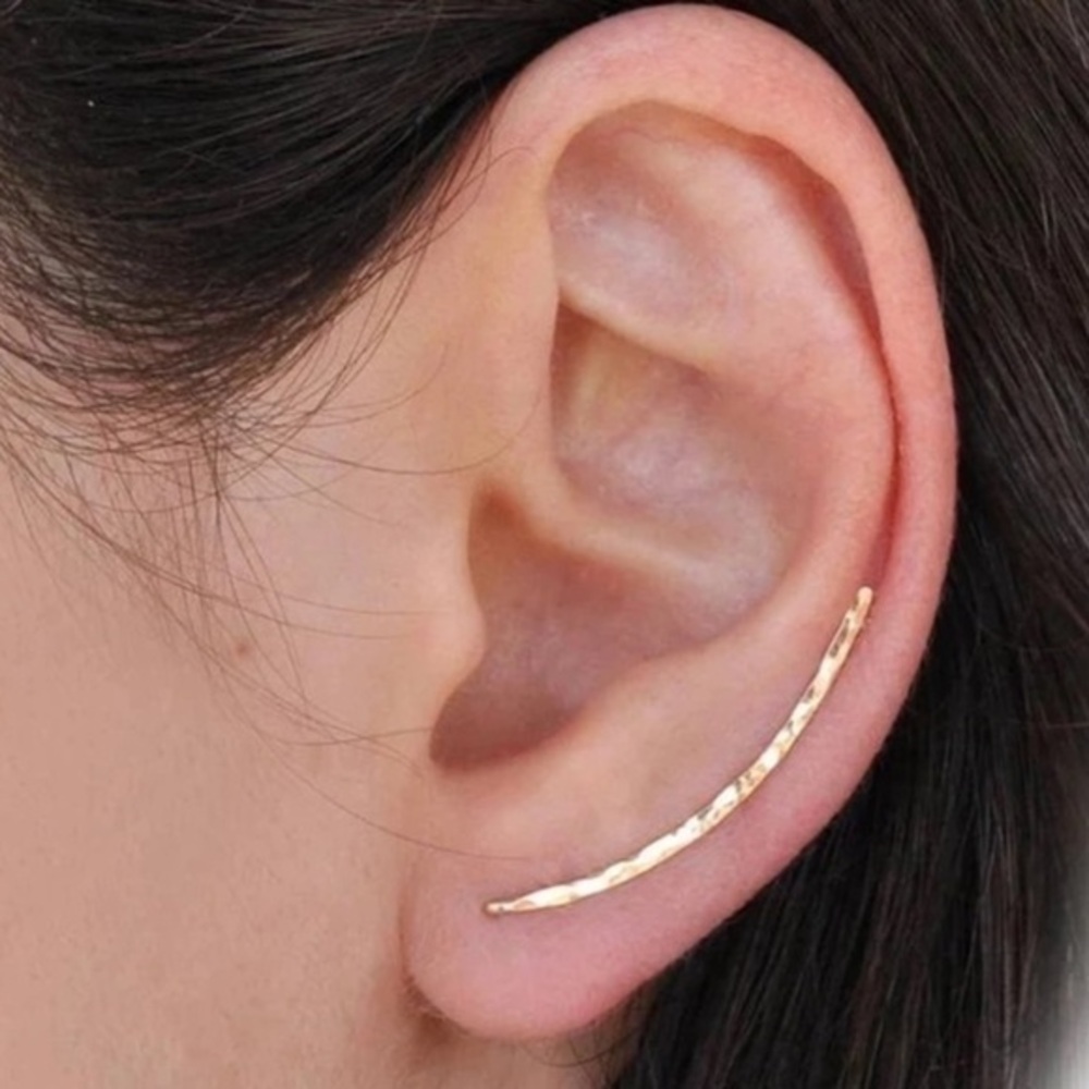 Devotion Minimalist Hammered Metal Climber Crawler Dainty Gold Earrings …